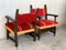 Spanish Armchair in Carved Walnut & Red Velvet Upholstery, Image 3