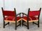 Spanish Armchair in Carved Walnut & Red Velvet Upholstery 10