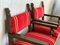 Spanischer Armlehnstuhl aus Geschnitztem Nussholz & Rotem Samtbezug 11