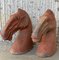 Ancient Han Dynasty Gray & Red Pottery Horse Heads, Set of 4 14