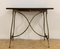 19th French Wooden Bistro Table with Iron Lyre Legs & Top with Drawer 2