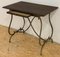 19th French Wooden Bistro Table with Iron Lyre Legs & Top with Drawer 3