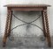 19th Century Spanish Farm Table with Iron Stretchers, Hand Carved Top & Drawer 4