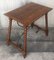 19th Century Spanish Farm Table with Iron Stretchers, Hand Carved Top & Drawer, Image 6