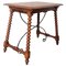 19th Century Spanish Farm Table with Iron Stretchers, Hand Carved Top & Drawer 1