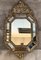 19th Century French Repousse Hexagonal Brass Relief Wall Mirror with Crest 2