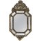 19th Century French Repousse Hexagonal Brass Relief Wall Mirror with Crest, Image 1
