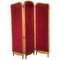 French Red Velvet Three-Panel Screen with Antique Brass Tacks 1