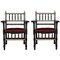 Spanish Armchairs with Bronze Details & Red Velvet Upholstery, Set of 2 1