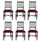 19th Spanish Chairs with Bronze Details & Red Velvet Upholstery, Set of 6 1