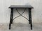 19th Spanish Baroque Side Table with Iron Stretcher & Carved Top in Walnut 2