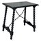 19th Spanish Baroque Side Table with Iron Stretcher & Carved Top in Walnut 1