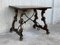 19th Century Spanish Side Table with Hand-Carved Lyre Leg & Iron Stretcher 2