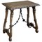 19th Century Spanish Side Table with Hand-Carved Lyre Leg and Iron Stretcher 1