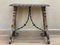 19th Century Spanish Side Table with Hand-Carved Lyre Leg and Iron Stretcher 2