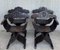 19th Century Carved Walnut Folding Scissors Savonarola Chairs, Set of 4, Image 3