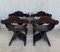19th Century Carved Walnut Folding Scissors Savonarola Chairs, Set of 4, Image 6