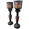Grandes Urnes ou Vases Style Chinoiserie sur Piédestaux en Terracotta Vernie, Set de 4 1