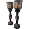 Large Chinoiserie Style Urns or Vases on Pedestals in Glazed Terracotta, Set of 4, Image 1