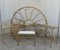 Mid-Century Modern Italian Faux Bamboo Gilt Metal Bench with White Velvet, Image 10