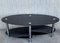 Mid-Century Oval Center Table in Black Glass Tops & Chrome 2