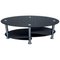 Mid-Century Oval Center Table in Black Glass Tops & Chrome 1