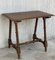 Spanish Baroque Side Table with Wood Stretcher and Carved Top in Walnut, Image 7