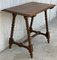 Spanish Baroque Side Table with Wood Stretcher and Carved Top in Walnut, Image 6