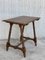 Spanish Baroque Side Table with Wood Stretcher and Carved Top in Walnut 2