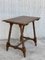 Spanish Baroque Side Table with Wood Stretcher and Carved Top in Walnut, Image 2