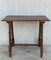 Spanish Baroque Side Table with Wood Stretcher and Carved Top in Walnut, Image 4