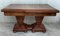 Art Deco Square & Extendable Burl Walnut Dining Table with 2 Pedestals 3