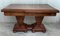 Art Deco Square & Extendable Burl Walnut Dining Table with 2 Pedestals, Image 3