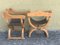 19th Century Carved Walnut Leather Savonarola Chairs, Set of 2, Image 6