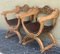 19th Century Carved Walnut Leather Savonarola Chairs, Set of 2 3