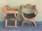 19th Century Carved Walnut Leather Savonarola Chairs, Set of 2, Image 5