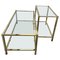 Mid-Century Modern Brass Side Table & End Console Table in Glass, Set of 2 1