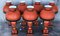 20th Century Red Sang De Boeuf Table Lamps with Ornamental Motifs, Set of 7 2