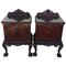 George III Walnut Nightstands with Glass Top and Door, Set of 2 1