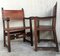 19th Century Spanish Colonial Style Carved Armchairs with Leather, Set of 2, Image 5
