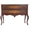 20th Century Marquetry Chest of Drawers with Bronze Details and Cream Marble Top, Image 1