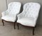 19th Century Louis XV Bergère Armchairs in White Velvet 3