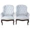 19th Century Louis XV Bergère Armchairs in White Velvet 1