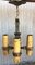Lampada a quattro luci vintage in ferro dorato con grandi candele in cera, Francia, Immagine 2