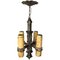 French Vintage Four-Light Gilt Iron Light Fixture with Large Wax Candles, Image 1
