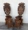 18th Century Italian Renaissance Lion Carved Walnut Hall Chairs, Set of 2 2