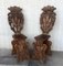 18th Century Italian Renaissance Lion Carved Walnut Hall Chairs, Set of 2, Image 2