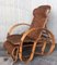 20th Century Adjustable Bentwood and Rattan Chaise Longue with Ottoman 2