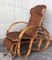 Chaise longue regolabile in legno curvato e vimini con poggiapiedi, XX secolo, Immagine 2