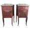 20th Century Nightstands with Glass Top and Bronze Crest, Set of 2 1